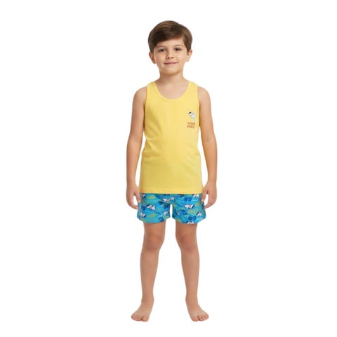 Bongo Kids Wear Space Themed Cotton 2-Piece Sleeveless Tank Top and Shorts Underwear Set for Boys